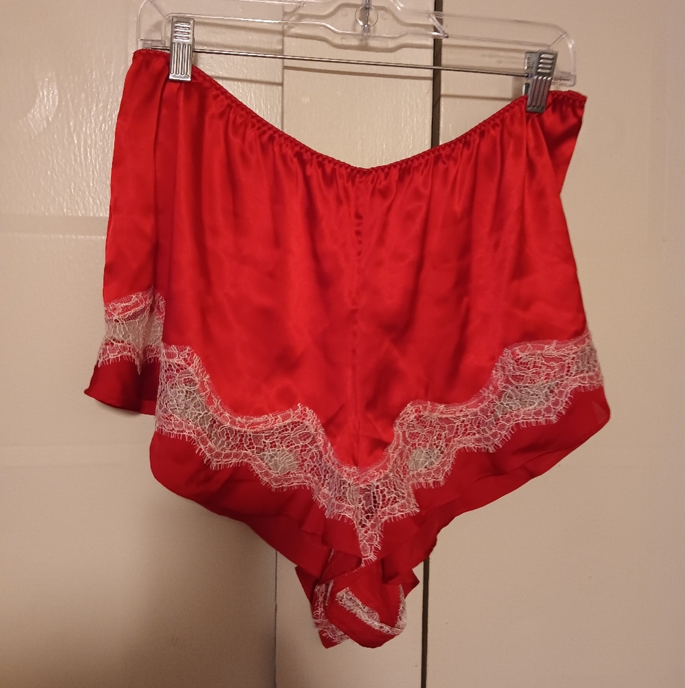 Victoria's Secret Satin Cami And Short Sleep Set Womens XL Red Lace Ruffle - Picture 10 of 15
